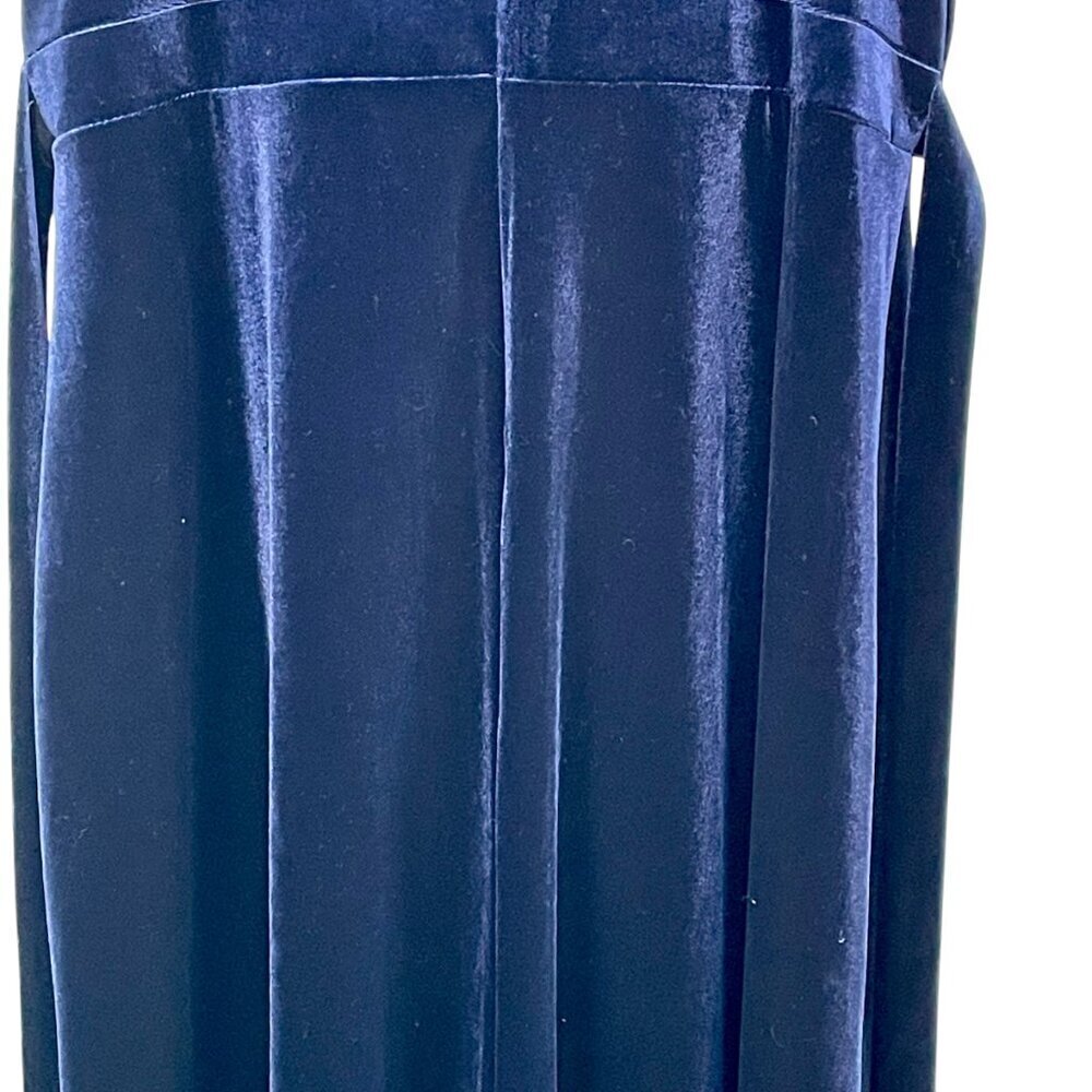 Ali & Jay Navy Velvet Faux Wrap Tie Waist Midi Dress Adjustable Straps L - Picture 12 of 16
